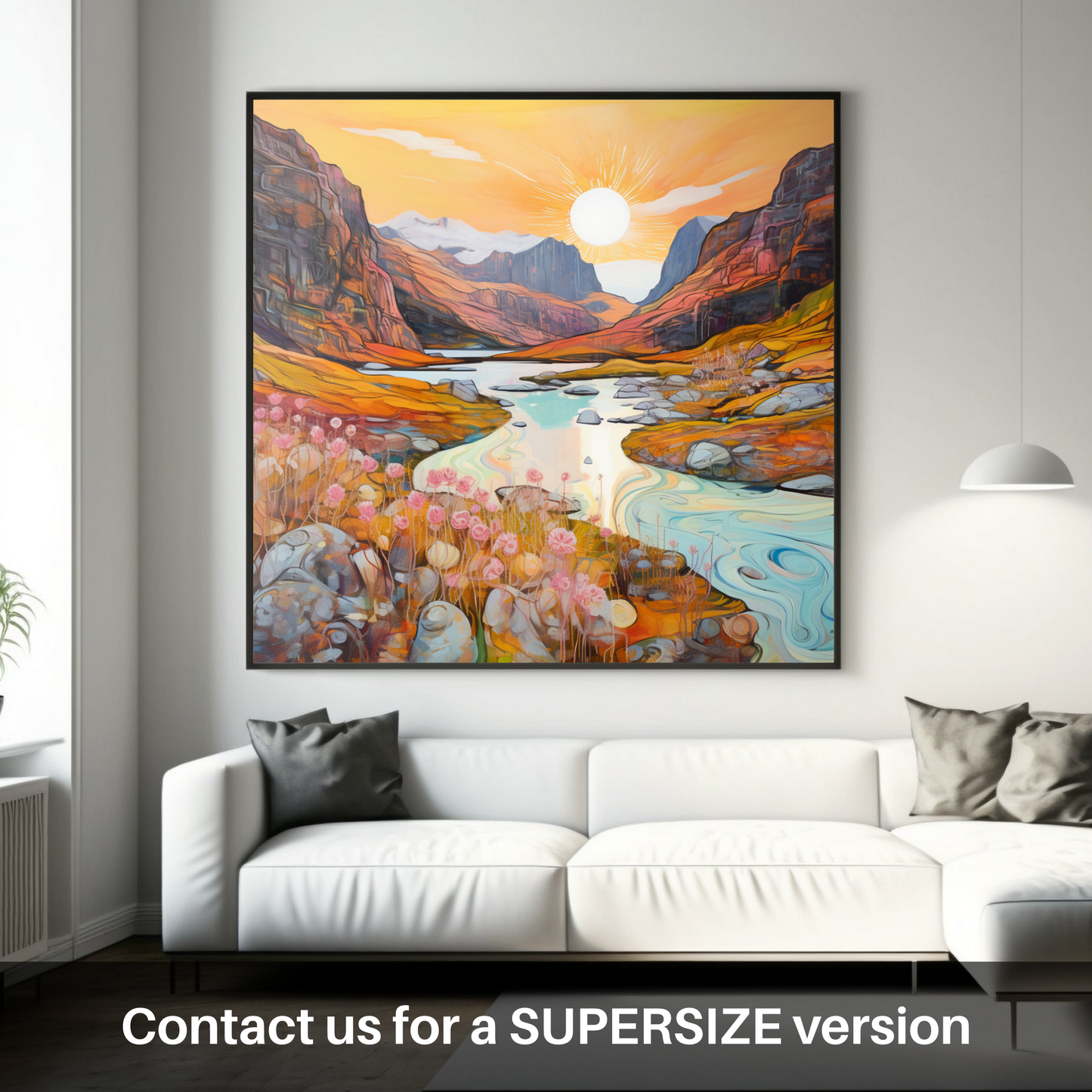 Huge supersize print of Isle of Skye Fairy Pools at golden hour in summer