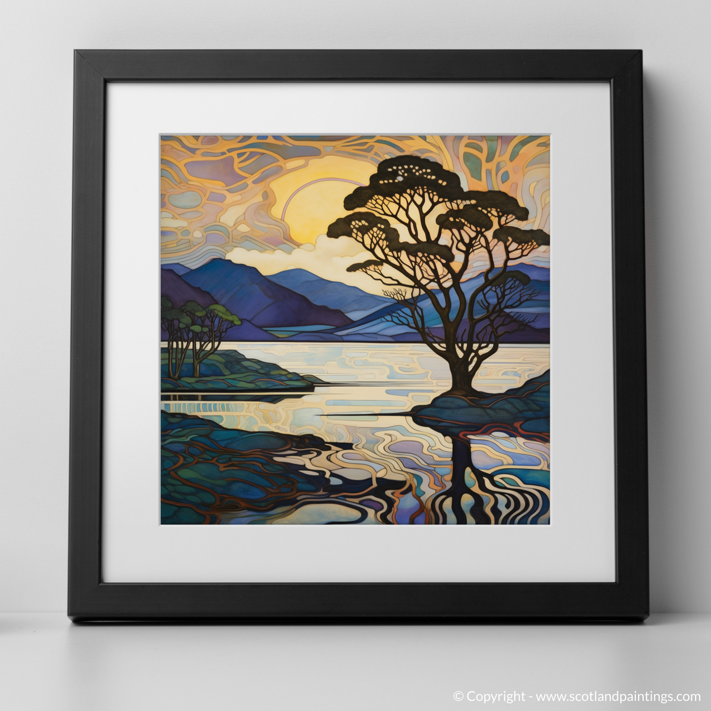 Art Print of Loch Lomond with a black frame