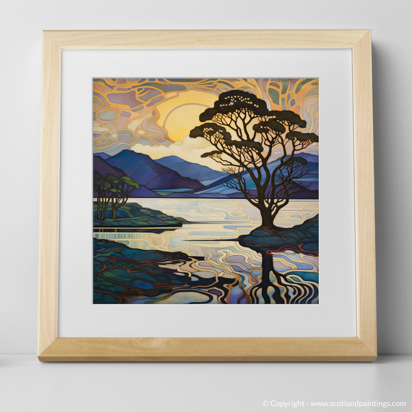 Art Print of Loch Lomond with a natural frame