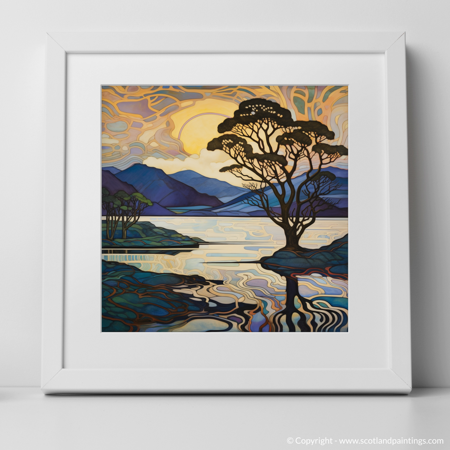 Art Print of Loch Lomond with a white frame