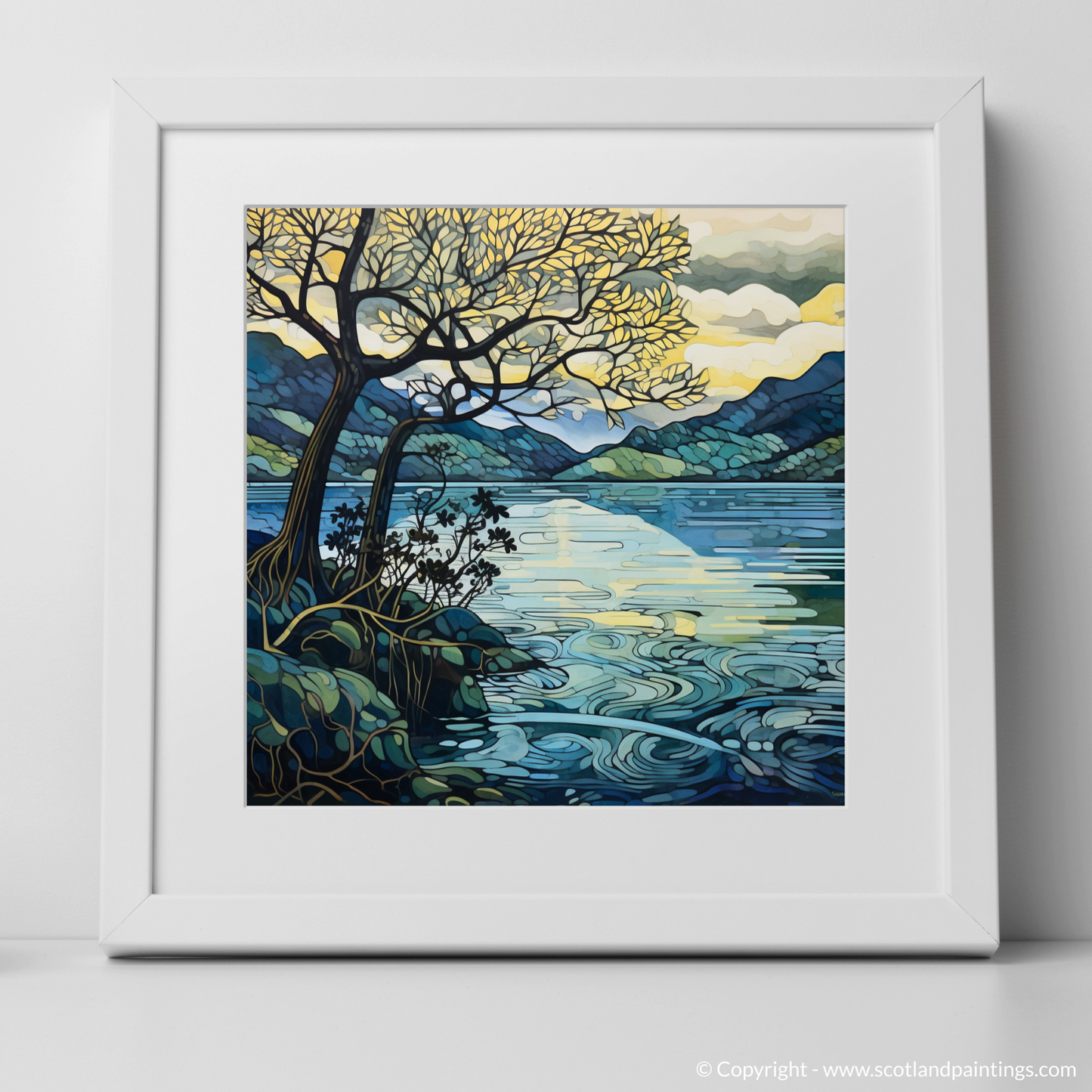 Art Print of Loch Lomond with a white frame