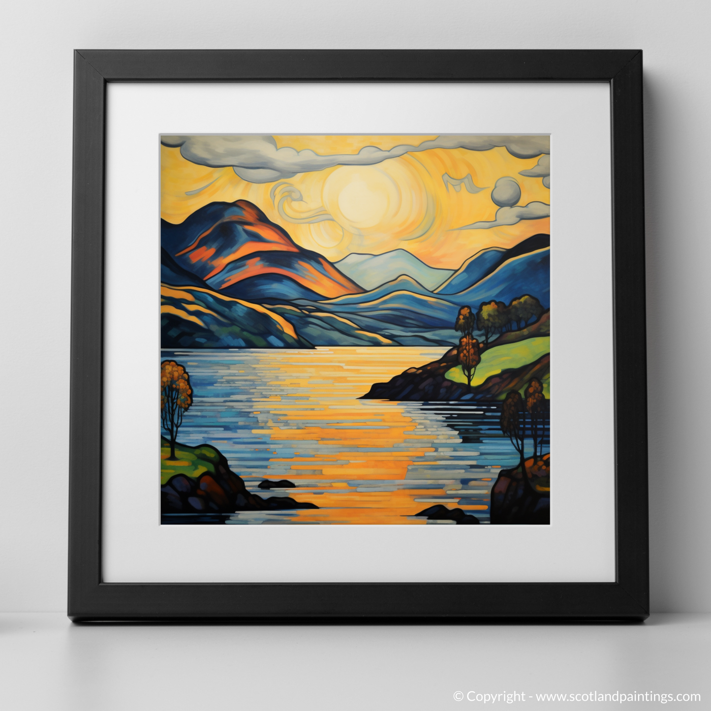 Art Print of Loch Lomond with a black frame