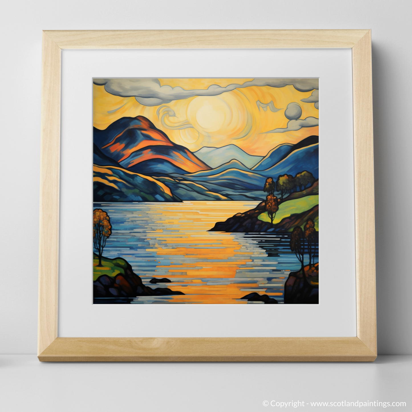 Art Print of Loch Lomond with a natural frame