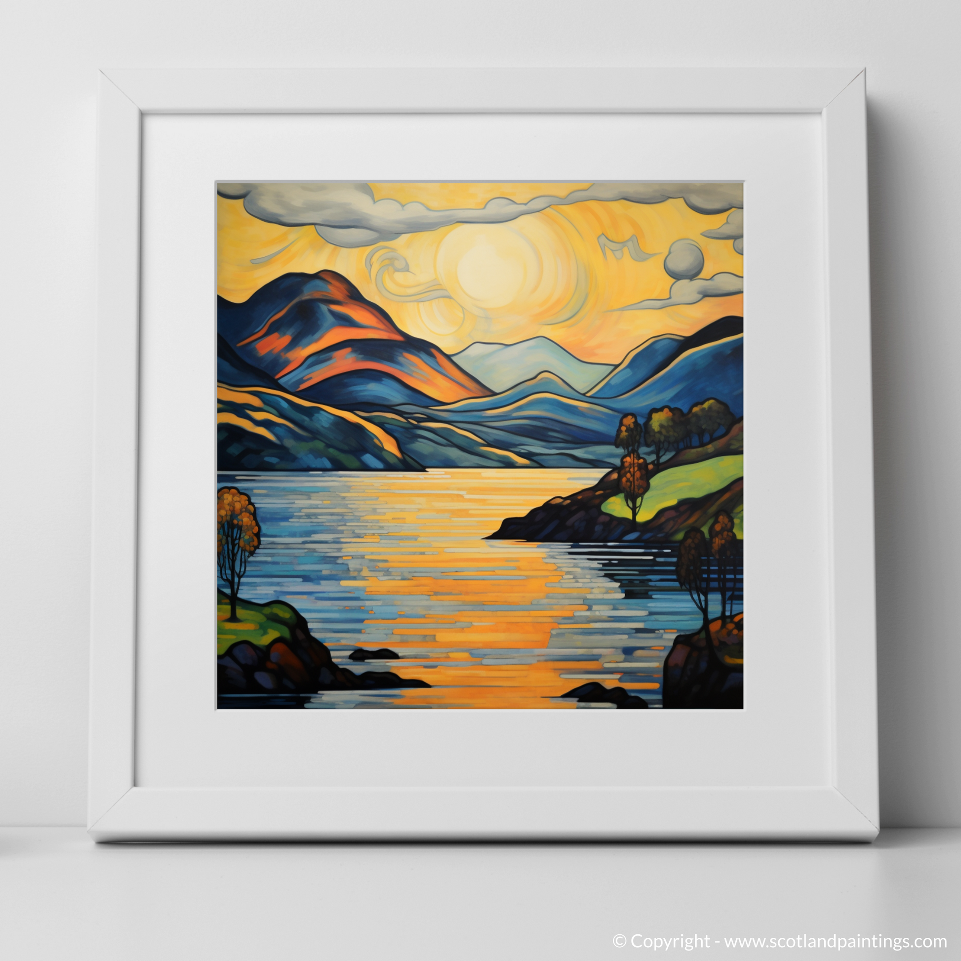 Art Print of Loch Lomond with a white frame