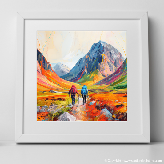 Painting and Art Print of Hikers in Glencoe. Hikers' Odyssey in the Heart of Glencoe.