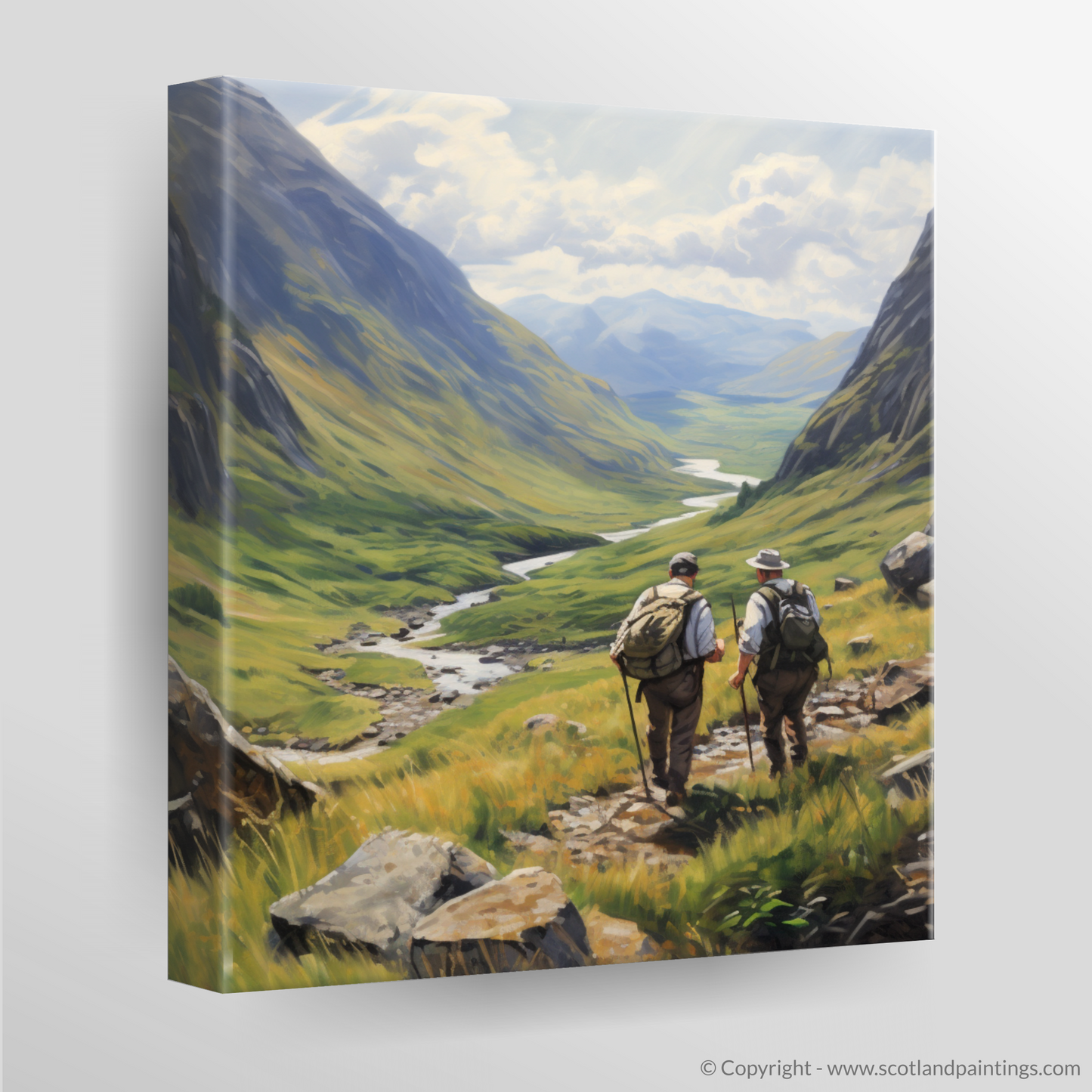 Canvas Print of Hikers in Glencoe