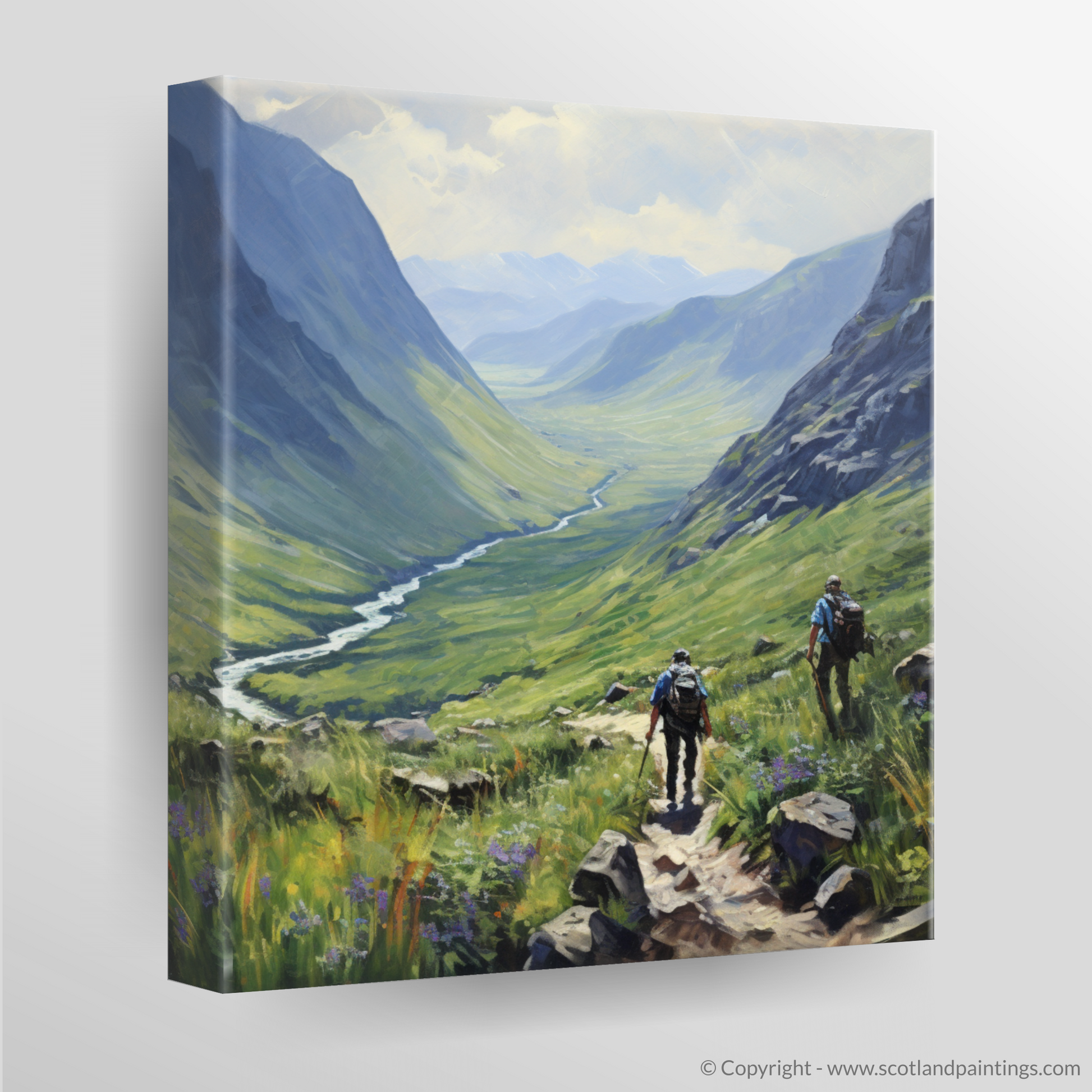 Canvas Print of Hikers in Glencoe