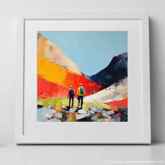 Art Print of Hikers in Glencoe with a white frame