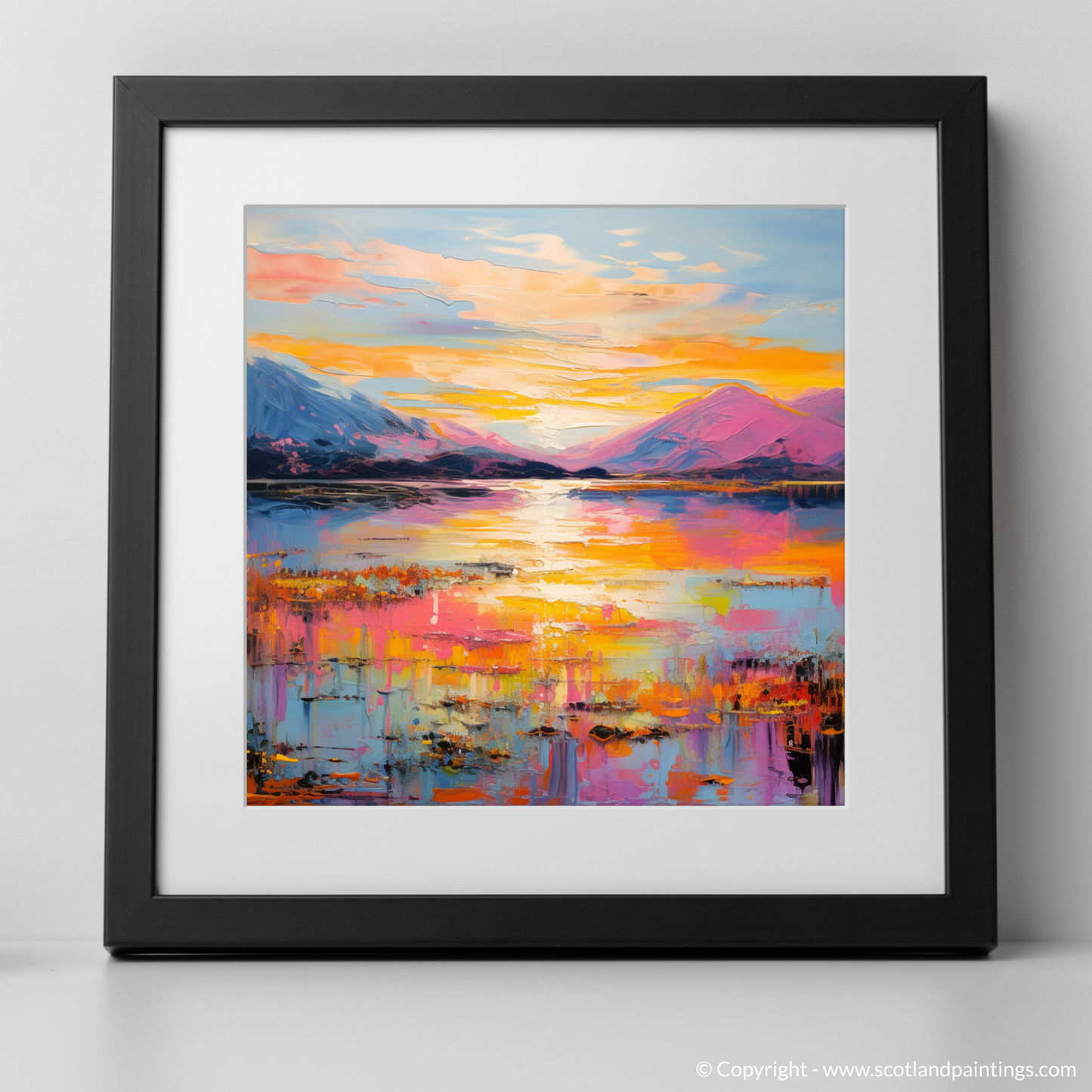 Art Print of Loch Lomond with a black frame