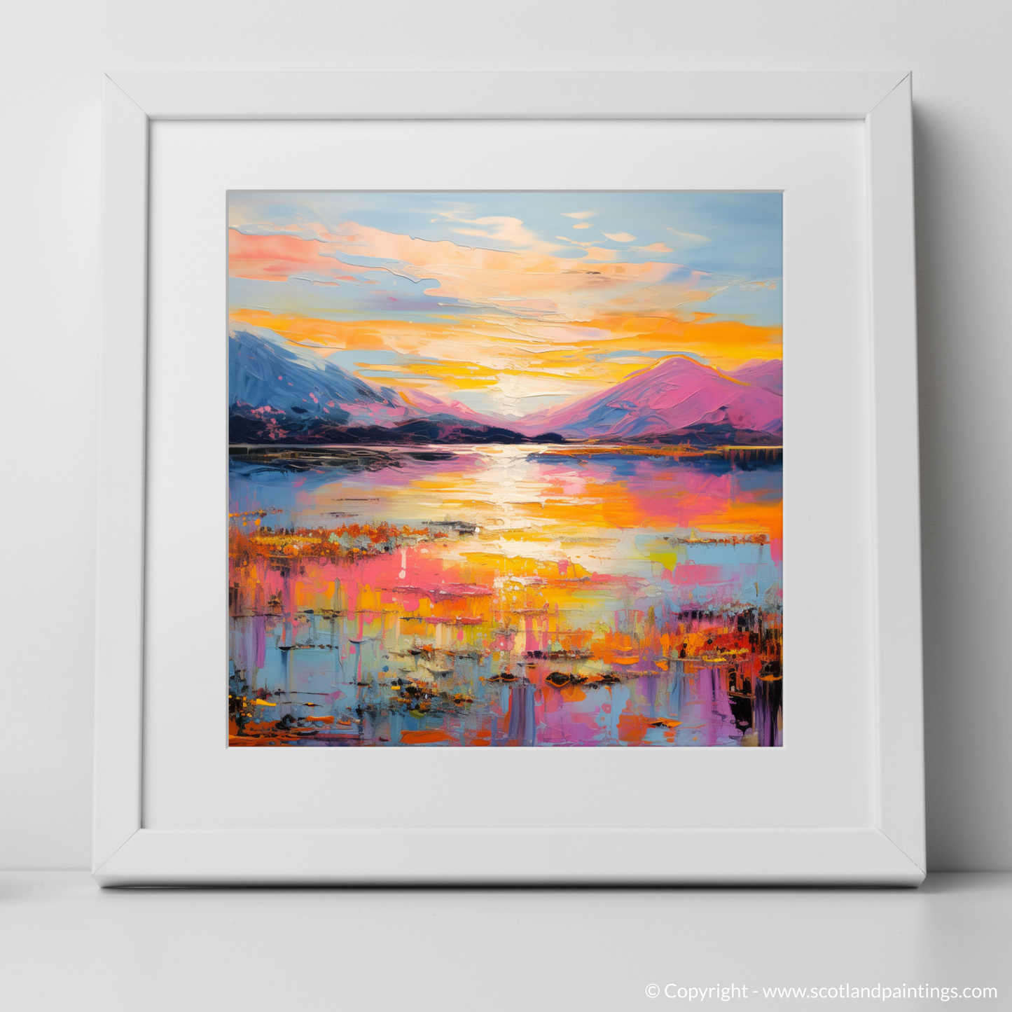 Art Print of Loch Lomond with a white frame