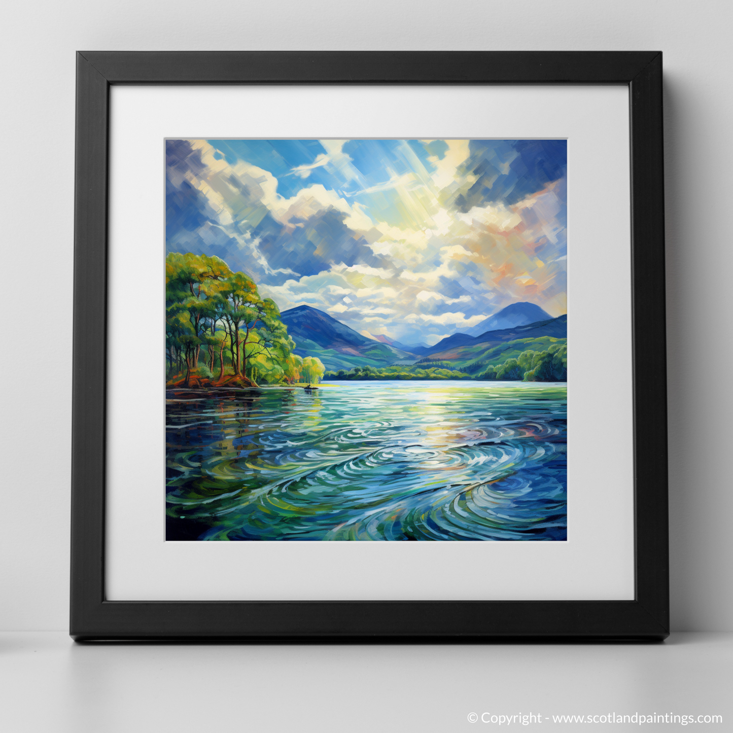 Art Print of Loch Lomond with a black frame