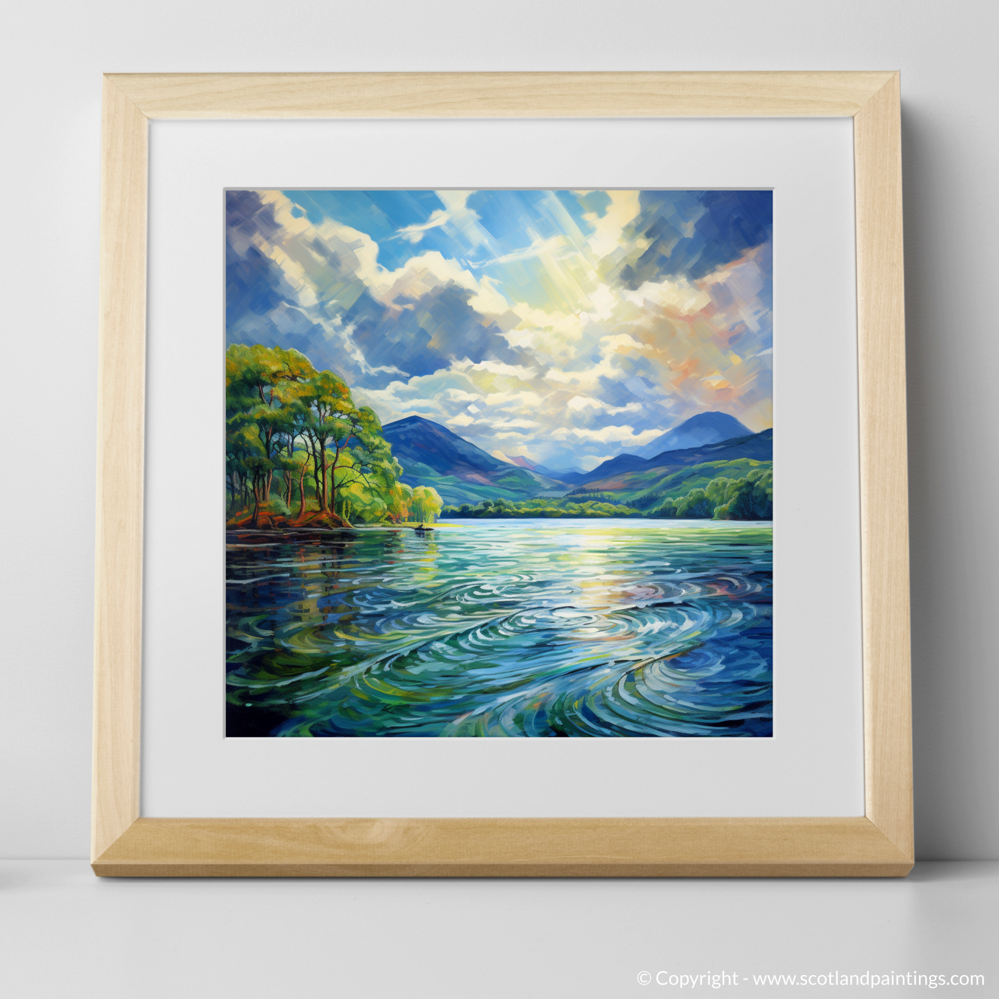 Art Print of Loch Lomond with a natural frame