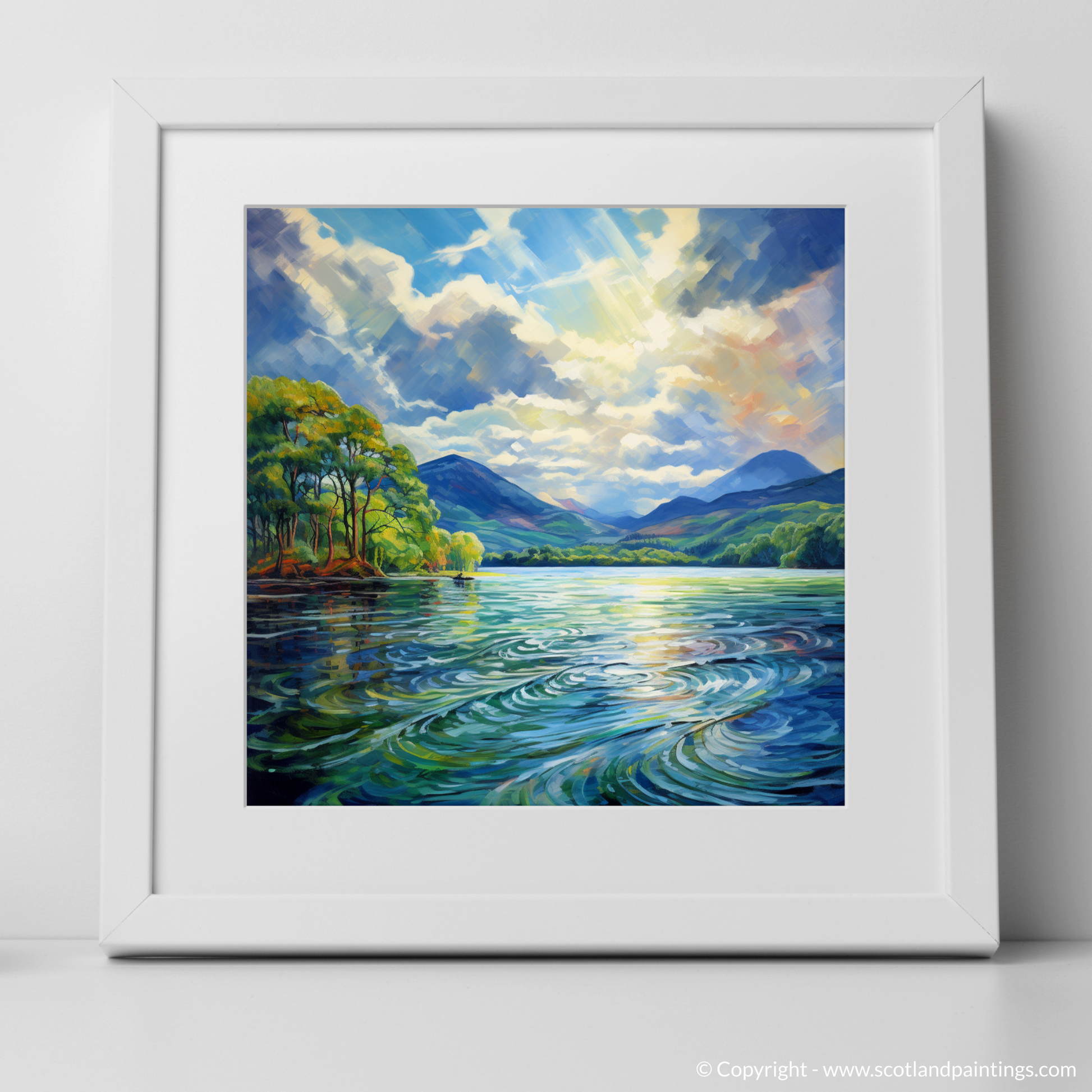 Art Print of Loch Lomond with a white frame