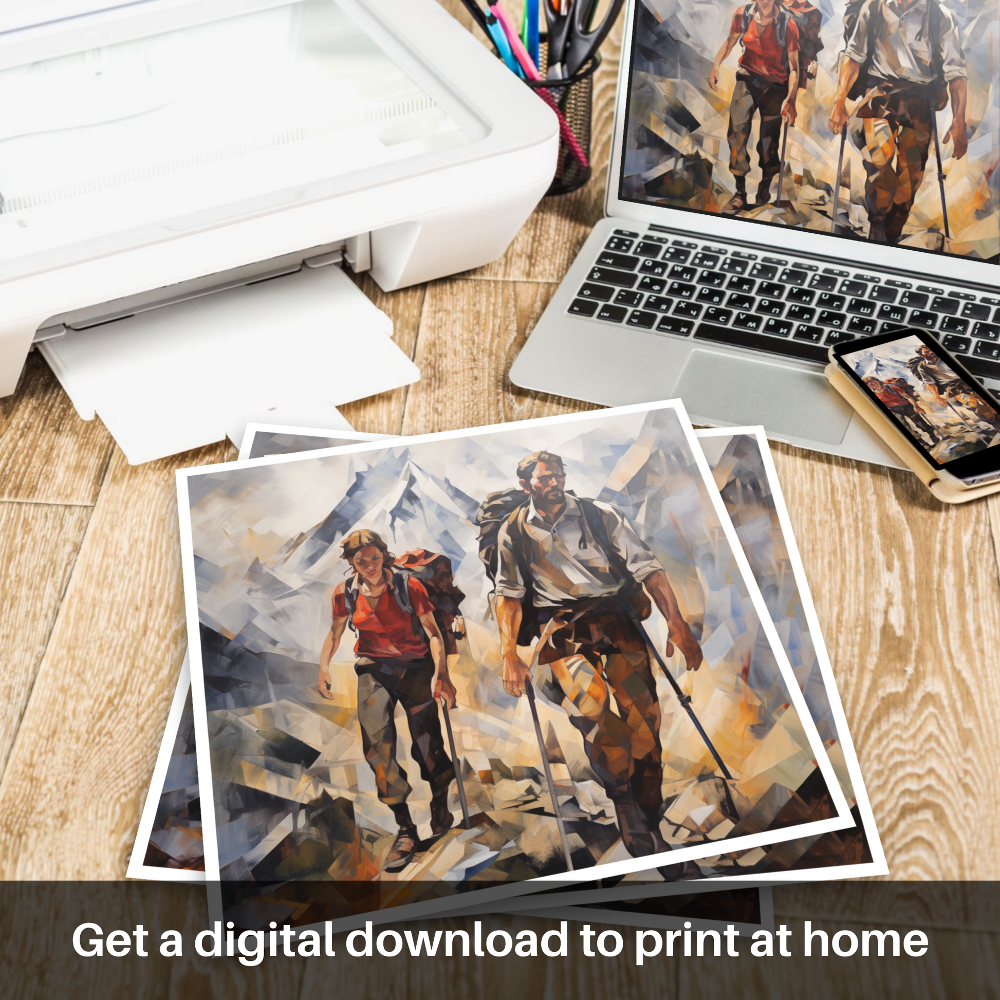 Downloadable and printable picture of Hikers in Glencoe