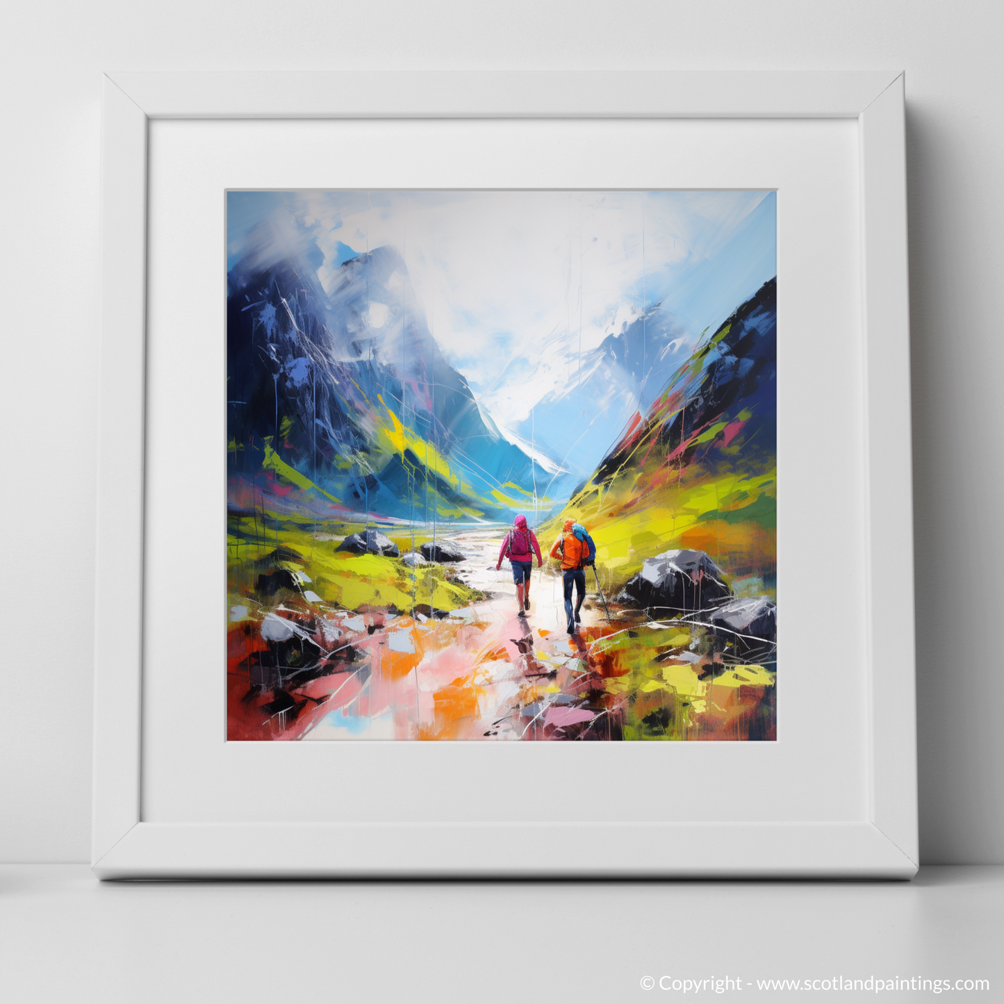 Hikers' Odyssey Through Abstract Glencoe