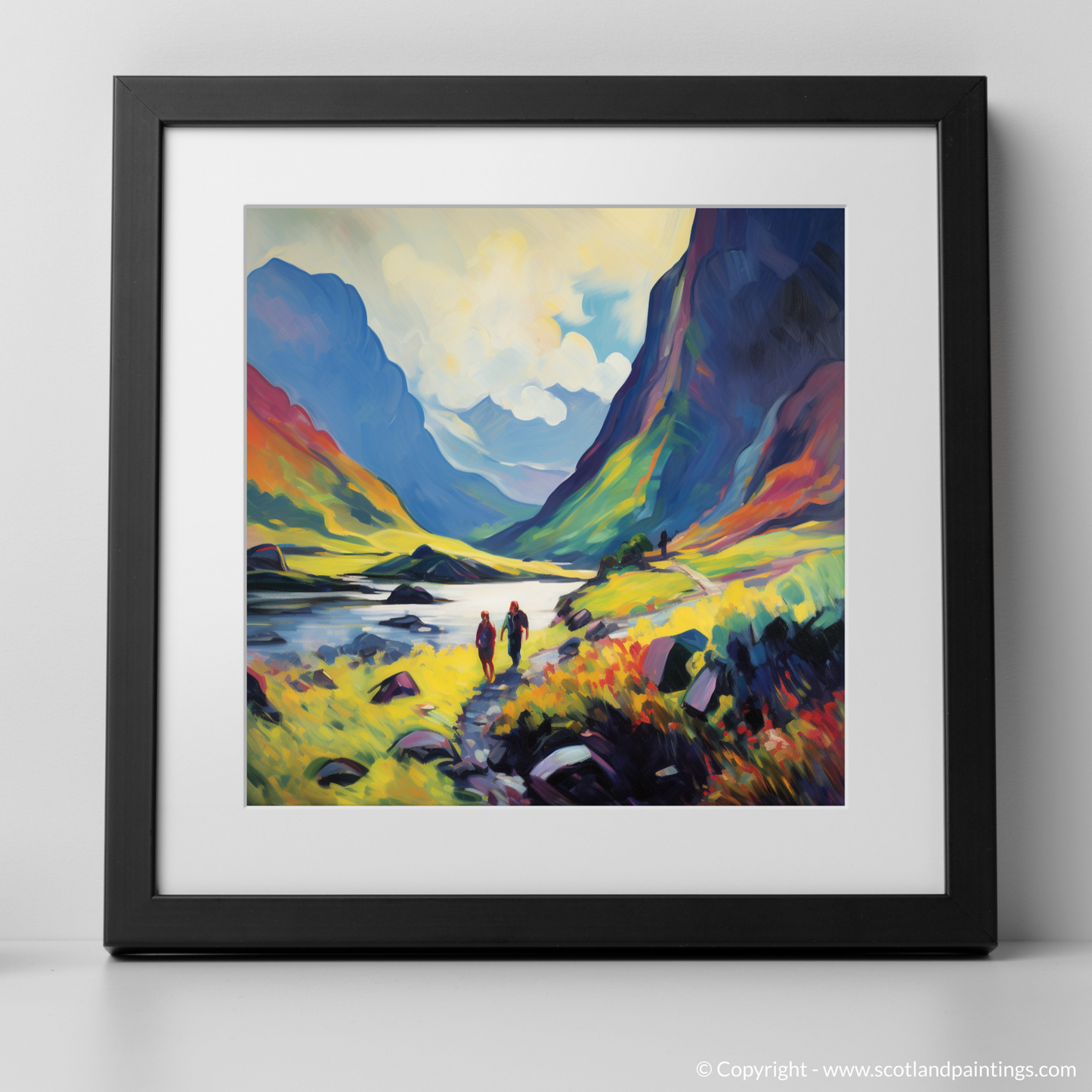 Hikers in Glencoe: A Fauvist Ode to Scotland's Wild Majesty