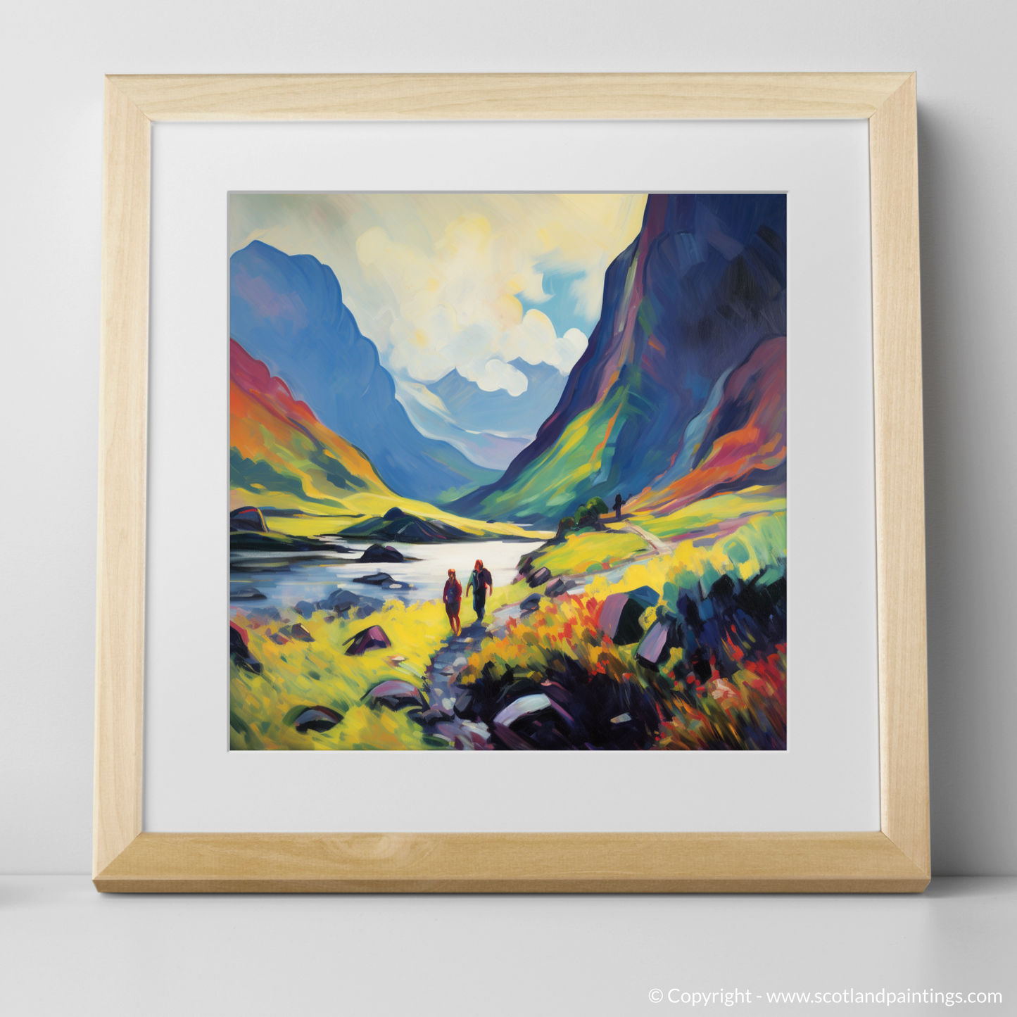 Hikers in Glencoe: A Fauvist Ode to Scotland's Wild Majesty