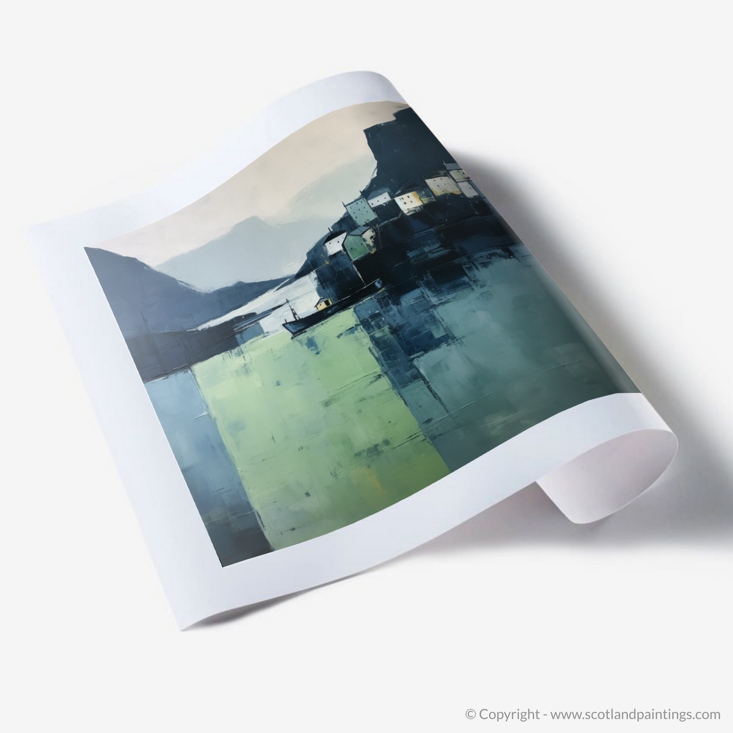 Portree Harbour Serenity: A Minimalist Tribute to Isle of Skye's Seaside Tranquility