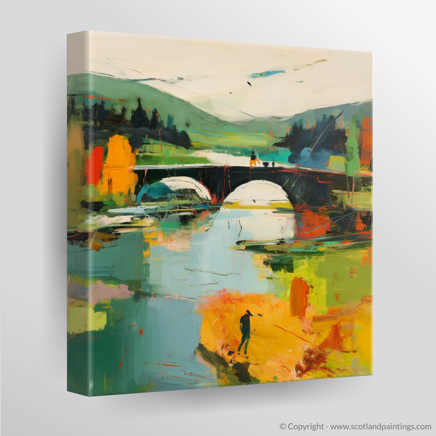 Abstract Serenity: Fly Fishing at Loch Achray with the Historic Bridge