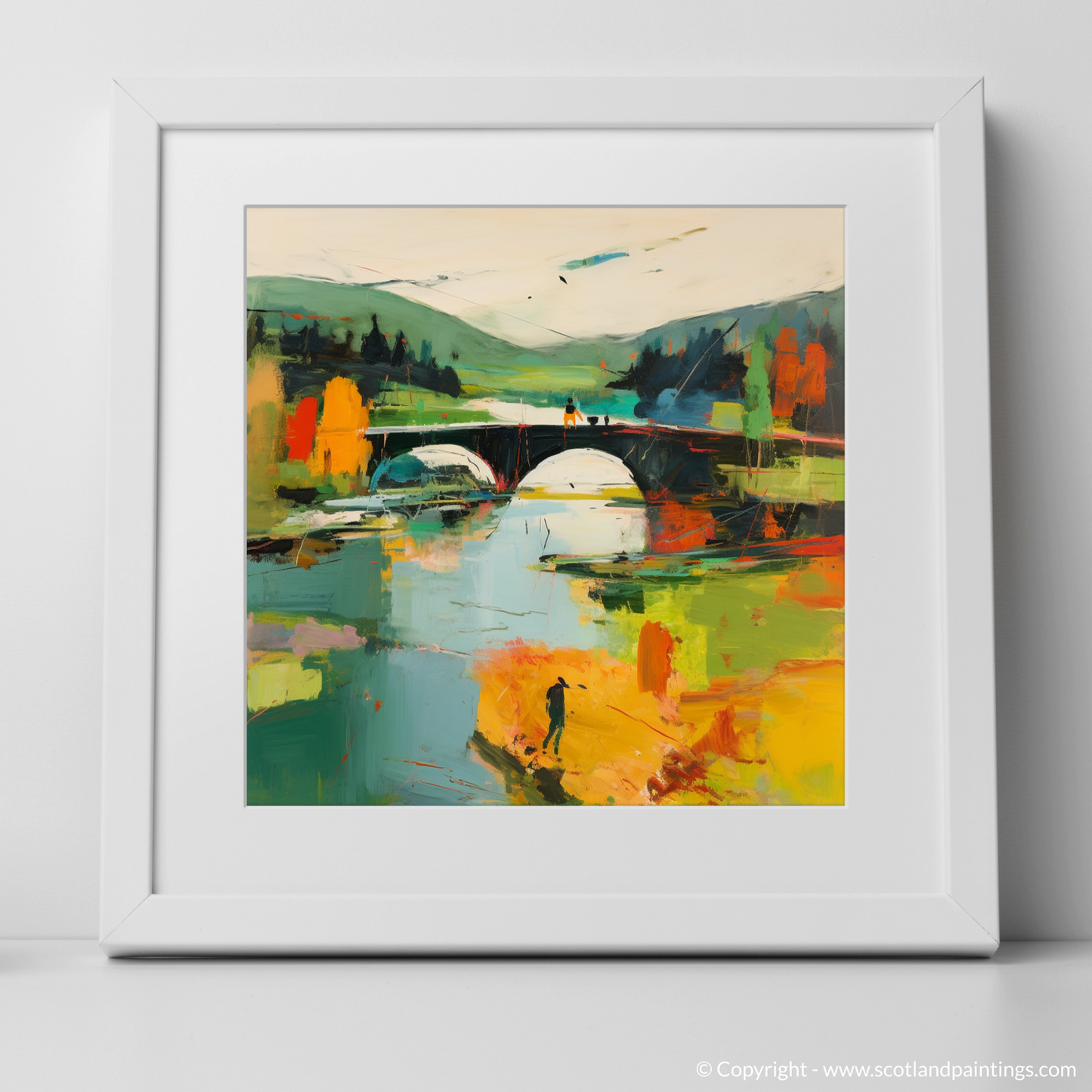 Abstract Serenity: Fly Fishing at Loch Achray with the Historic Bridge