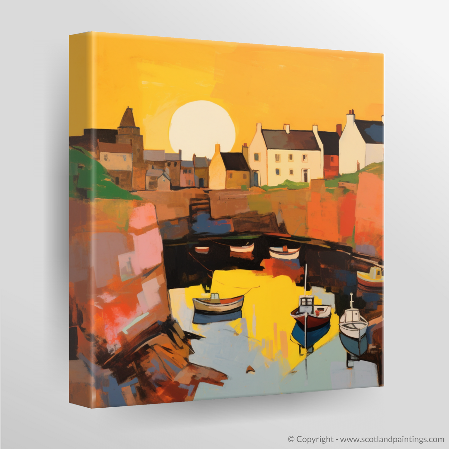 Golden Hour Glow at Crail Harbour - An Abstract Interpretation