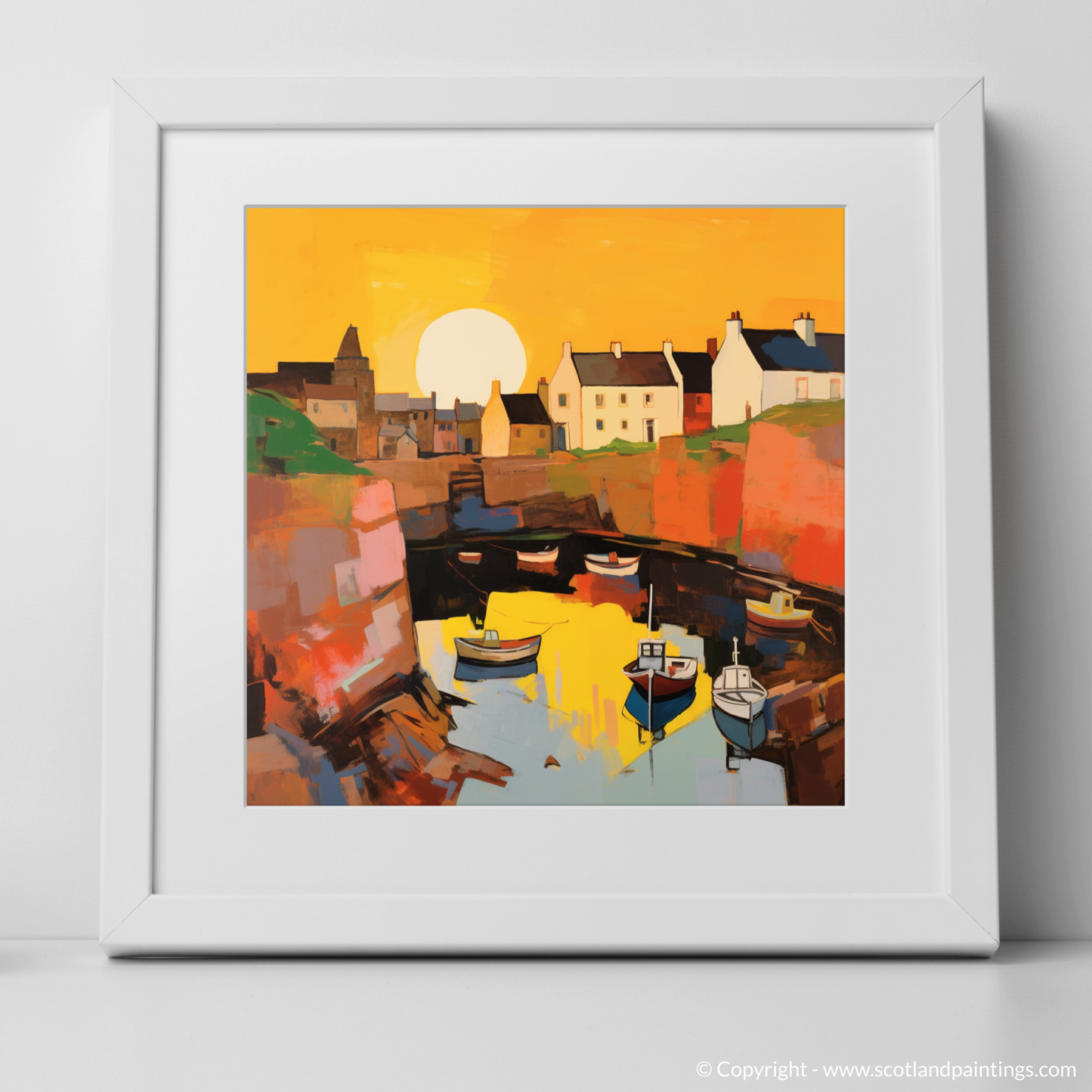 Golden Hour Glow at Crail Harbour - An Abstract Interpretation