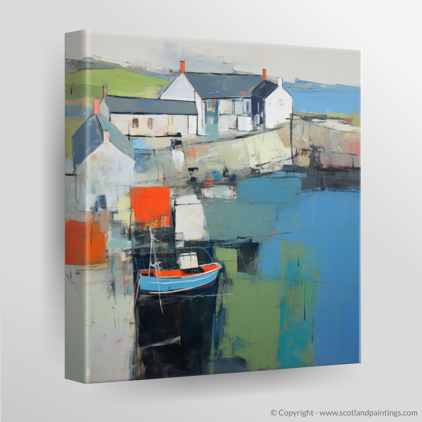 Cove Harbour Serenade: An Abstract Impressionist Ode to Scottish Maritime