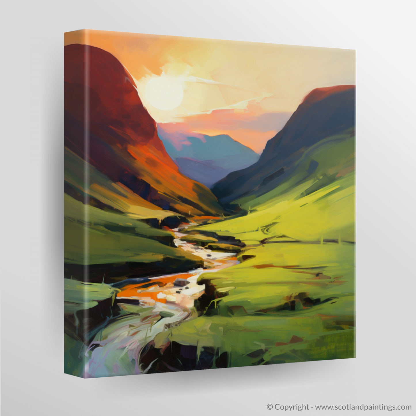 Verdant Glen at Twilight: A contemporary homage to Glencoe's Sunset Splendour