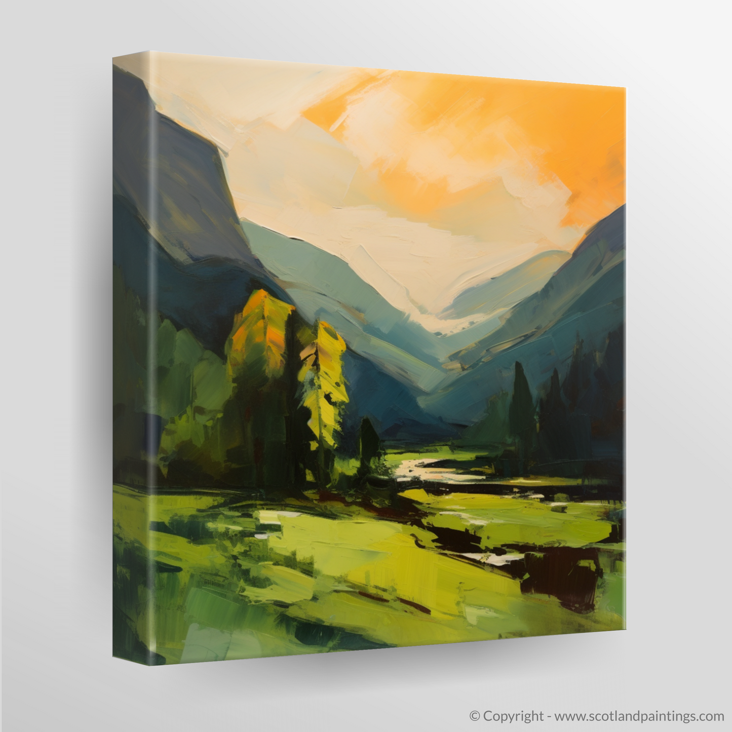 Verdant Glen at Sunset: A Contemporary Homage to Glencoe's Majesty