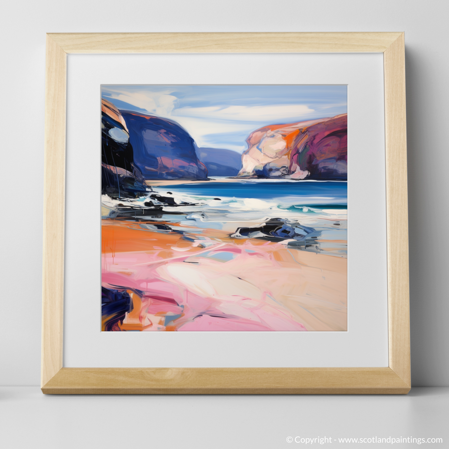 Art Print of Sandwood Bay, Sutherland with a natural frame