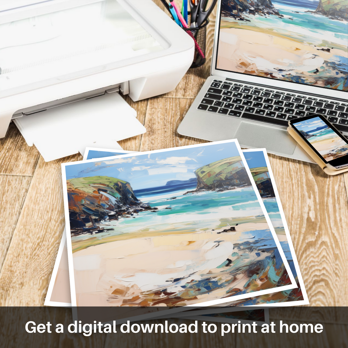 Downloadable and printable picture of Sandwood Bay, Sutherland