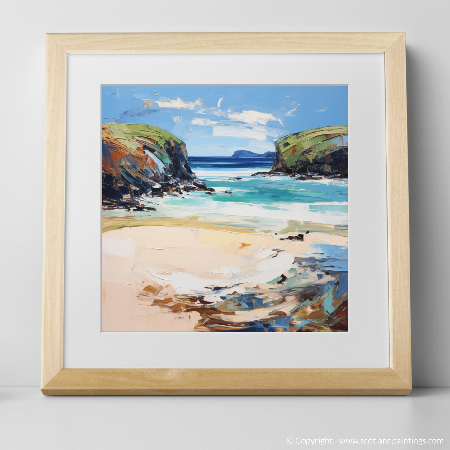 Art Print of Sandwood Bay, Sutherland with a natural frame