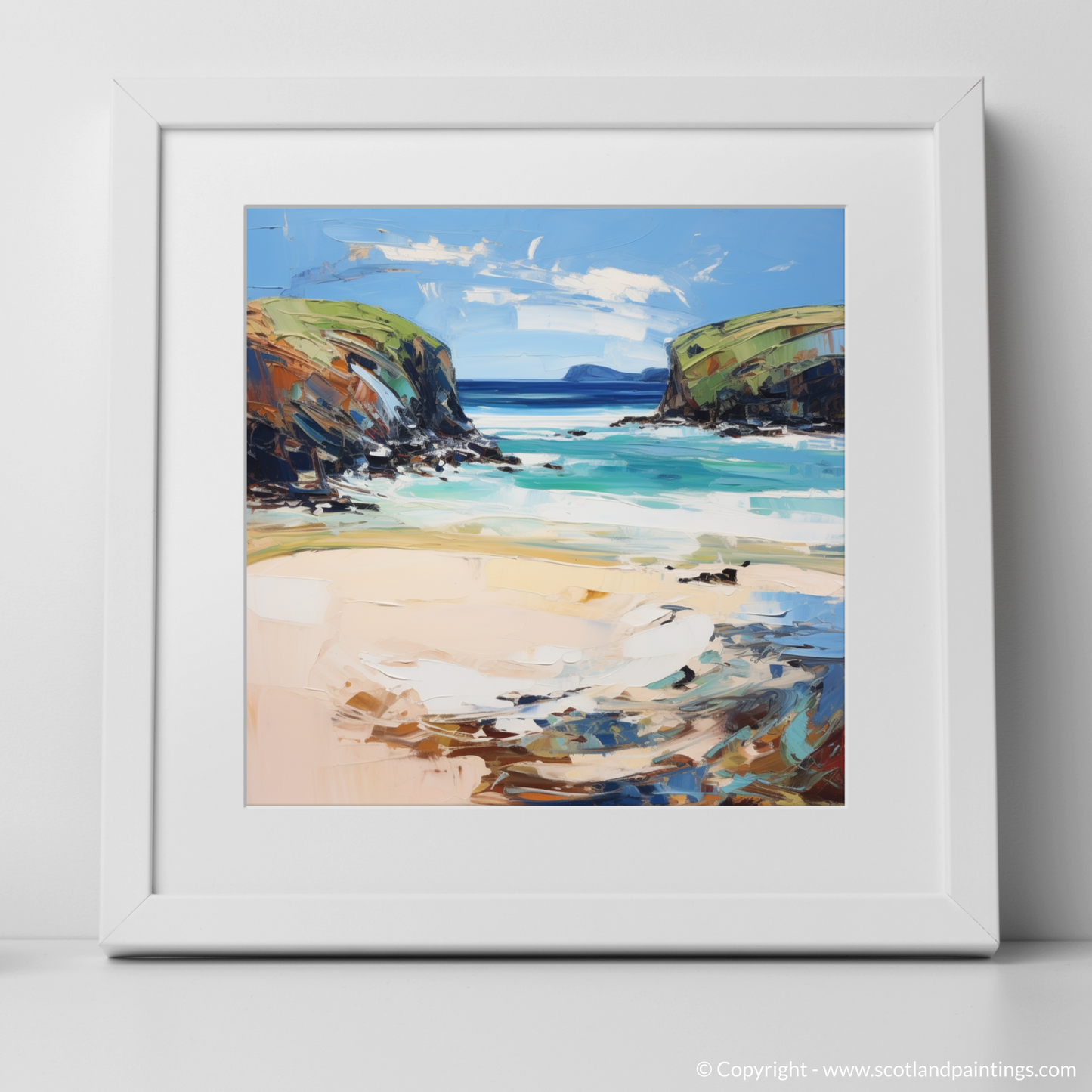 Art Print of Sandwood Bay, Sutherland with a white frame