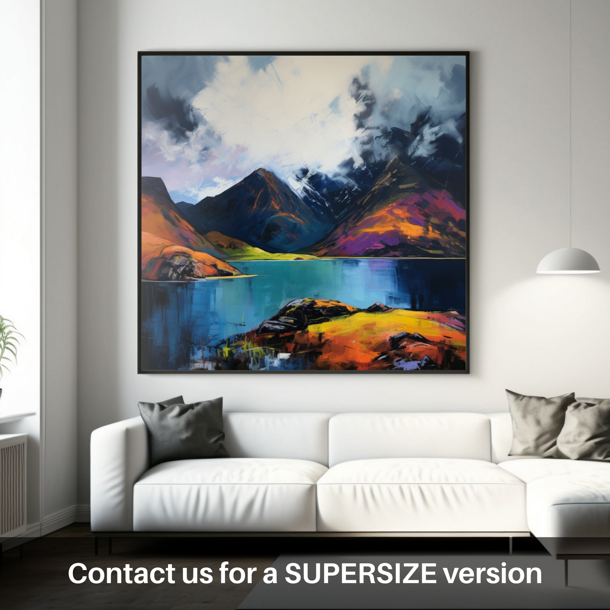 Huge supersize print of Loch Coruisk with a stormy sky