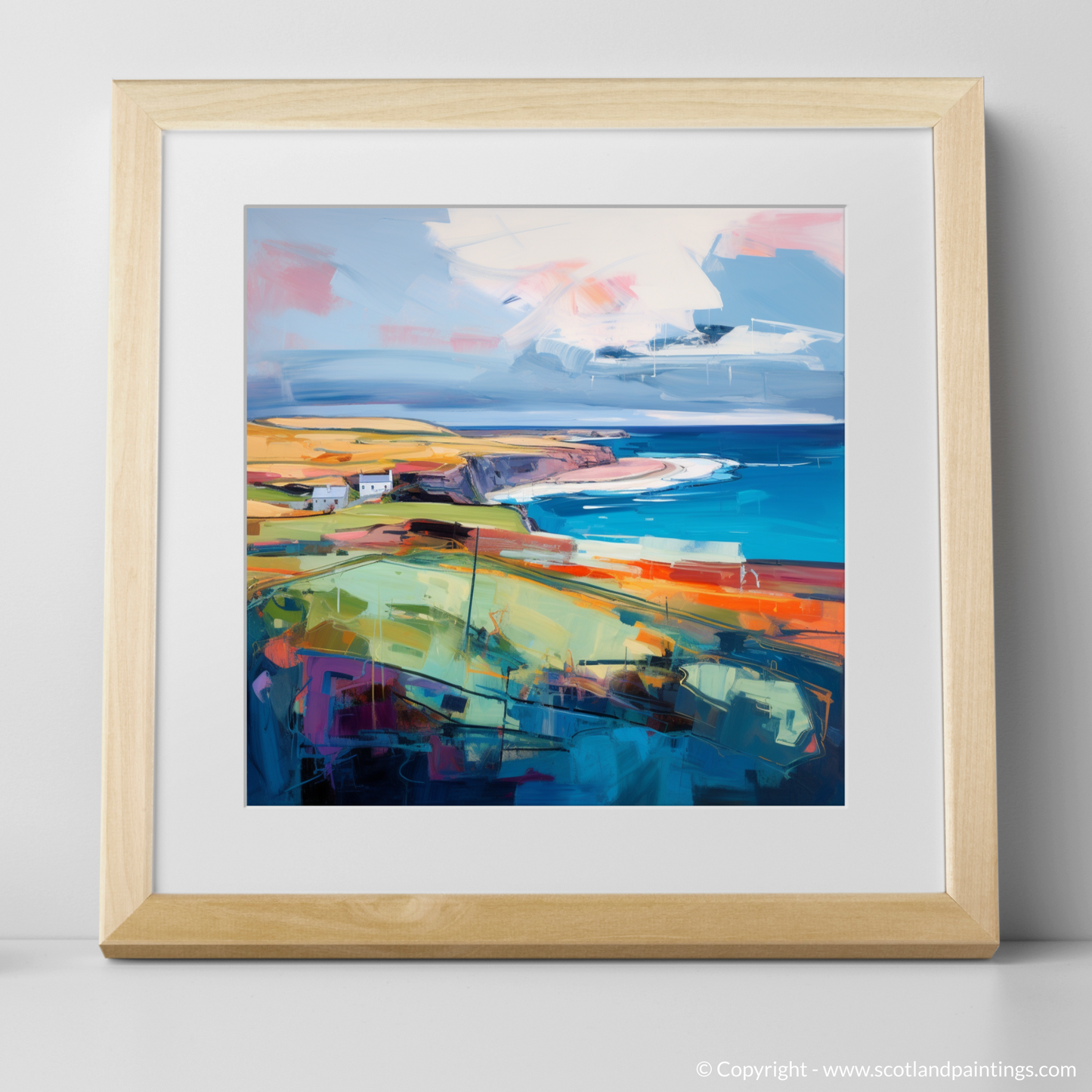 Art Print of Orkney, North of mainland Scotland with a natural frame