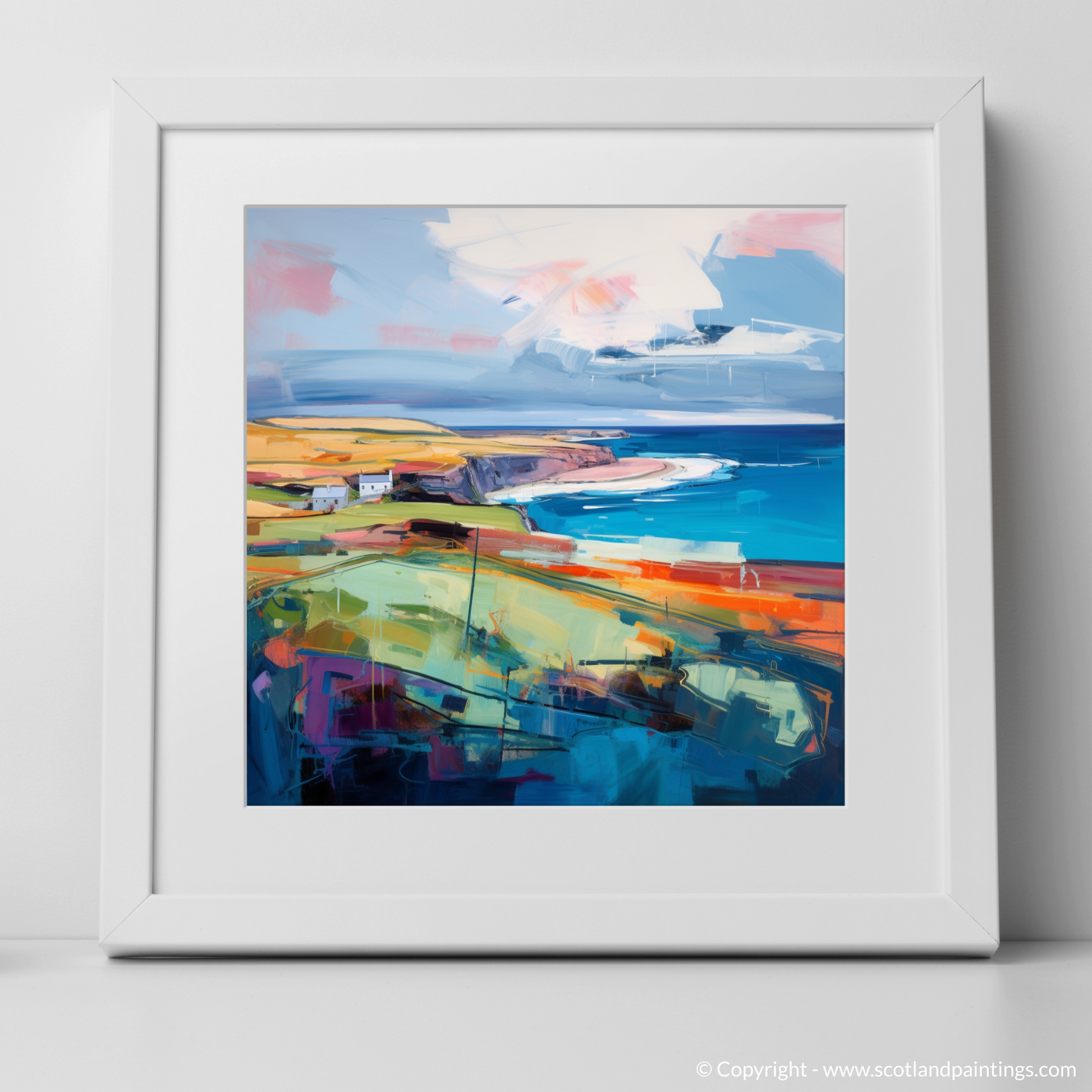 Art Print of Orkney, North of mainland Scotland with a white frame