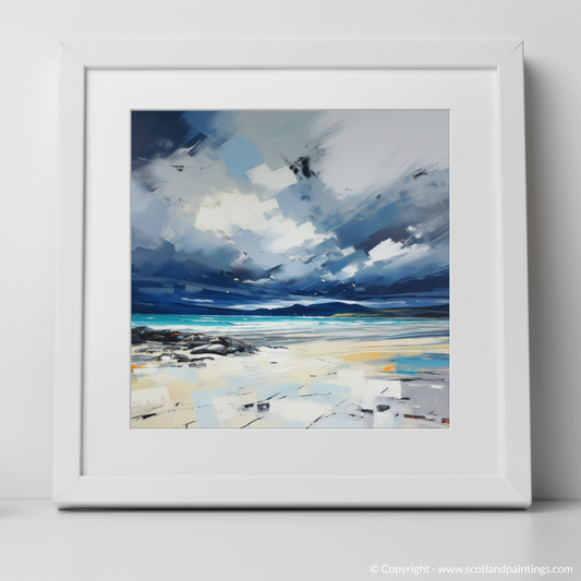 Painting and Art Print of Luskentyre Beach with a stormy sky. Storm over Luskentyre: An Expressionist Tribute to Scotland's Coastal Drama.