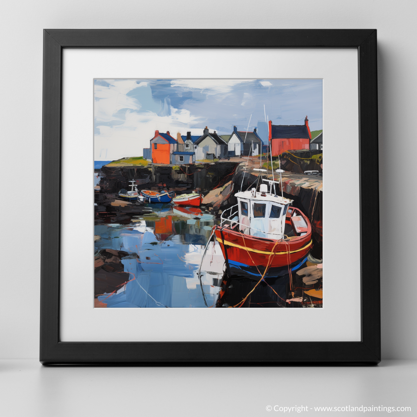 Painting and Art Print of Lybster Harbour, Caithness. Expressionist Ode to Lybster Harbour.