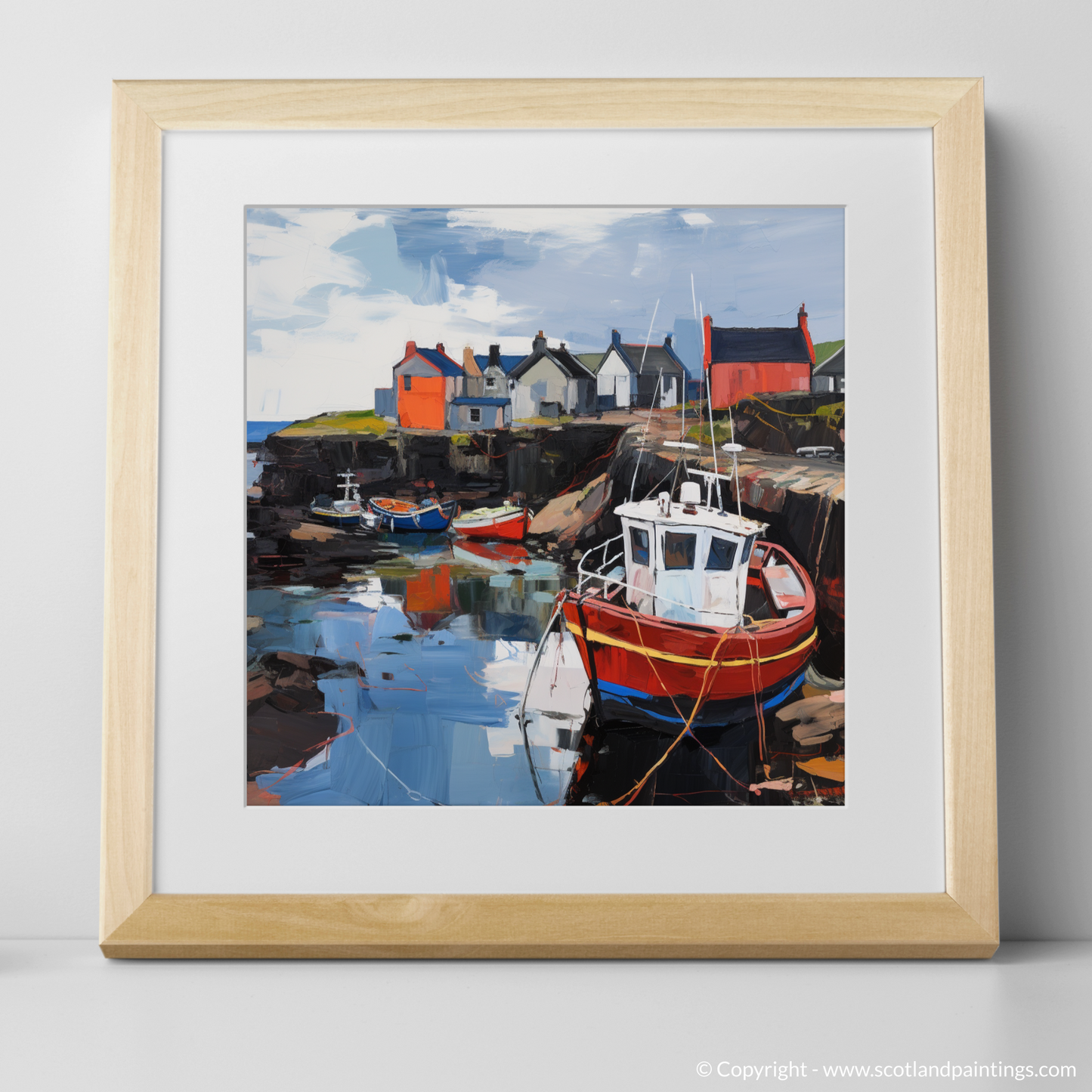 Painting and Art Print of Lybster Harbour, Caithness. Expressionist Ode to Lybster Harbour.