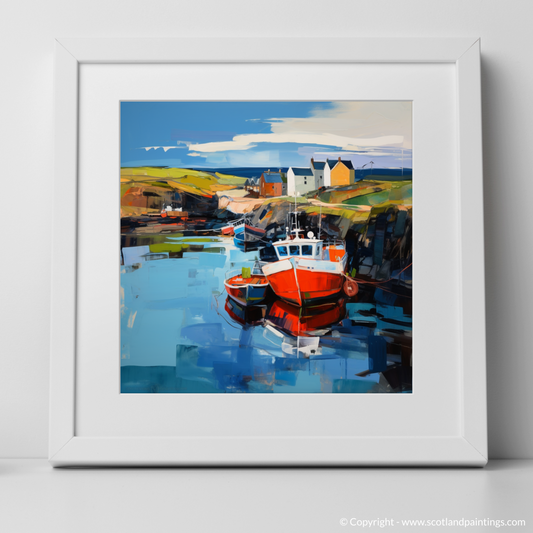 Painting and Art Print of Lybster Harbour, Caithness. Lybster Harbour Essence: A Vivid Expression of Scottish Maritime Beauty.