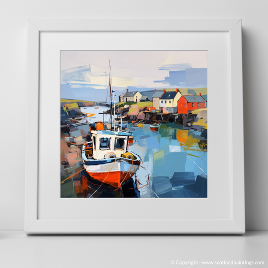 Painting and Art Print of Lybster Harbour, Caithness. Vibrant Reflections of Lybster Harbour.