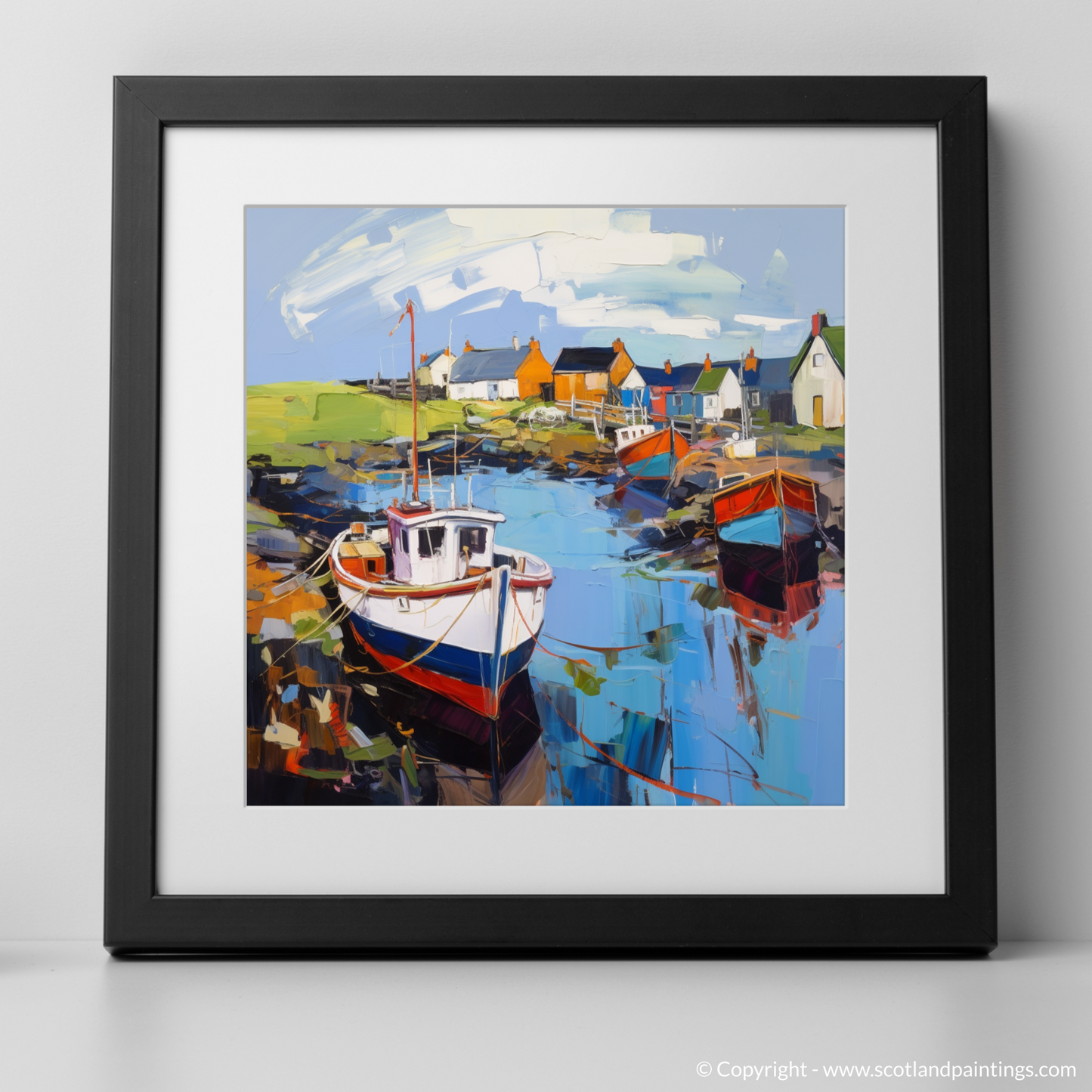 Art Print of Lybster Harbour, Caithness with a black frame