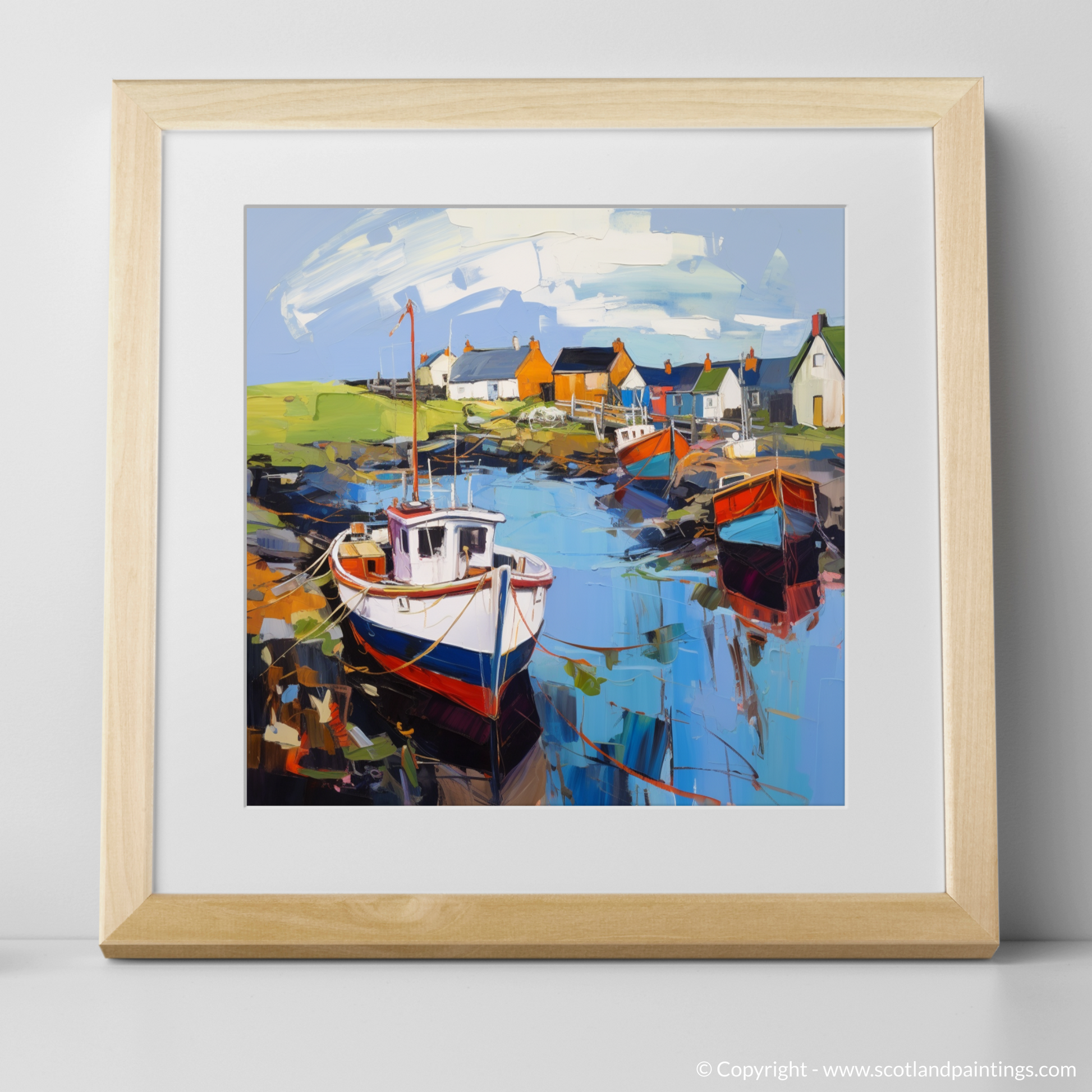 Art Print of Lybster Harbour, Caithness with a natural frame