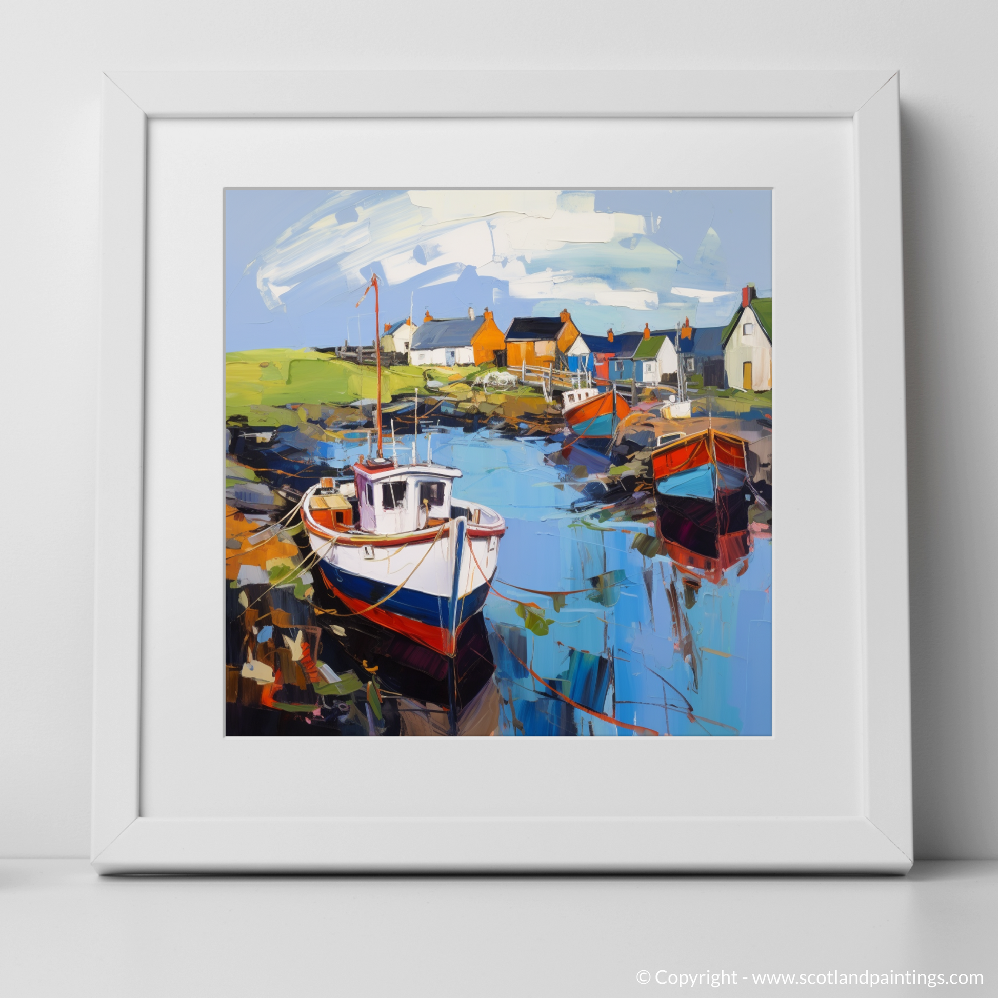 Art Print of Lybster Harbour, Caithness with a white frame