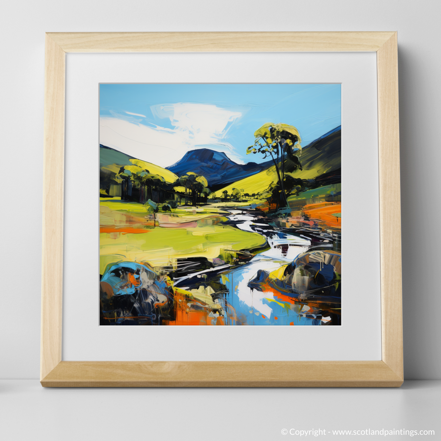 Art Print of Glen Esk, Angus in summer with a natural frame