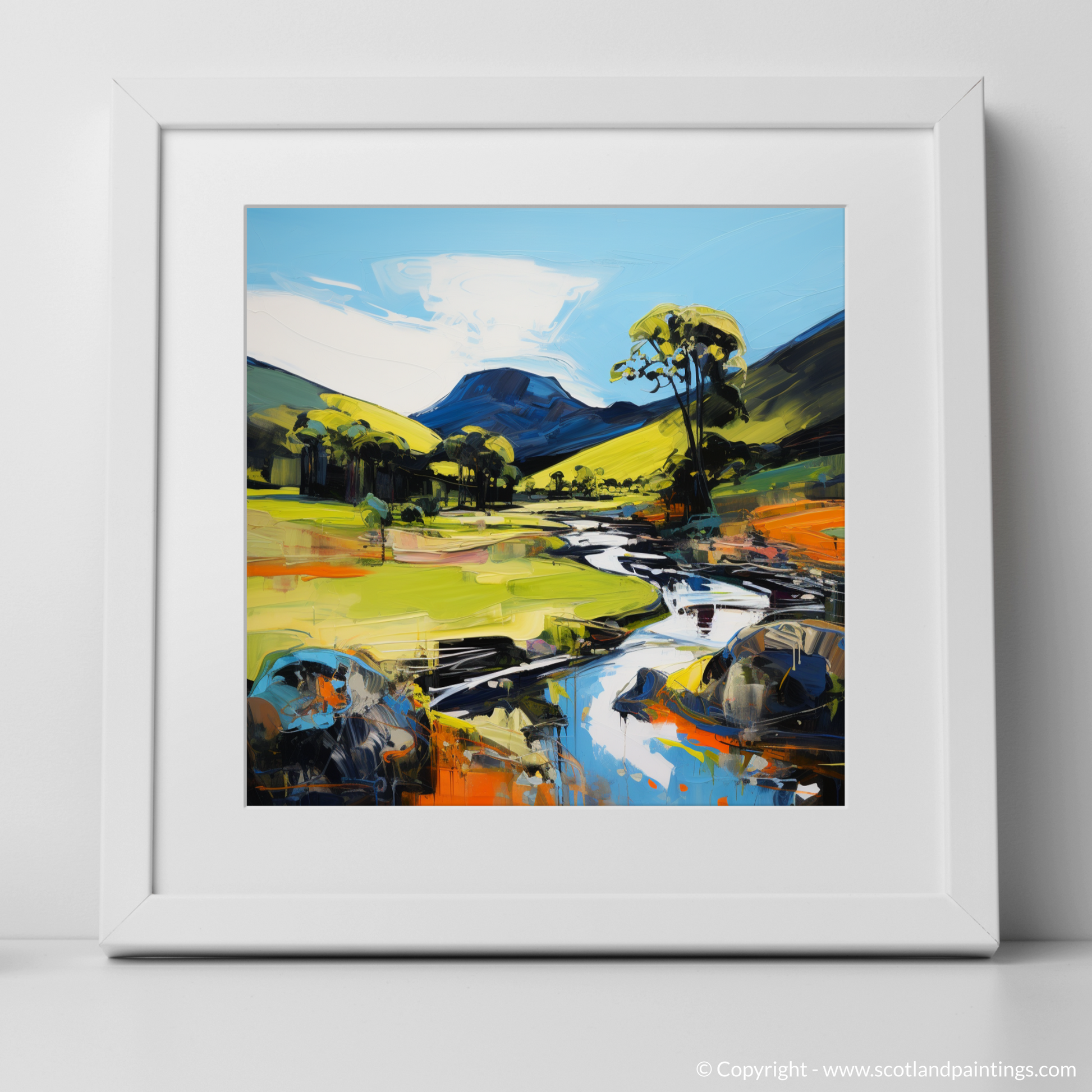 Art Print of Glen Esk, Angus in summer with a white frame