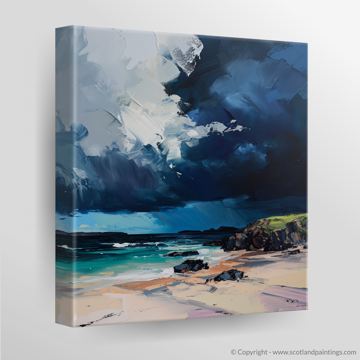 Canvas Print of Balnakeil Bay with a stormy sky